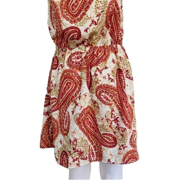 Forever 21 Y2K Paisley Floral Orange Multi Color Button Dress Size M - Picture 9 of 10